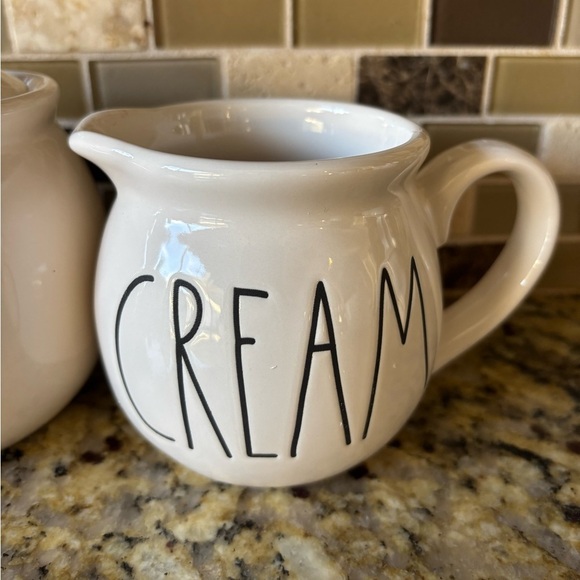 Rae Dunn by Magenta Ceramic Cream and Sugar in large letters 2 piece set NWOT - Picture 3 of 12